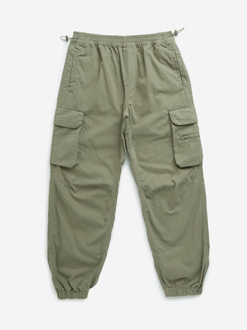 Y&F Kids Olive Cargo-Style Mid-Rise Joggers