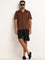 Ascot Brown Cotton Blend Relaxed Fit Solid Shirt