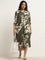 Gia Olive Printed High-Low Shirt Dress