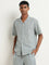 ETA Dusty Teal Schiffli Design Relaxed-Fit Cotton Shirt