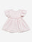 HOP Baby Pink Floral Embroidered A-Line Cotton Dress