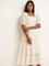 LOV Off-White Embroidered Tiered Dress