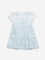 HOP Baby Light Blue Floral Embroidered Cotton Pinafore with Top Set