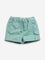 HOP Baby Sage Green Embroidered Mid-Rise Cotton Shorts