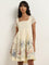 Bombay Paisley Off-White Floral Printed A-Line Dress