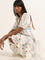 Bombay Paisley Ivory Floral Embroidered Tiered Cotton Dress