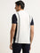 WES Casuals Navy Striped Design Slim-Fit Polo T-Shirt