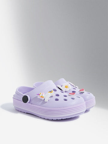 Yellow Lilac Unicorn Applique-Detailed Clogs