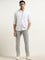 WES Casuals Light Grey Striped Slim-Fit Cotton Shirt