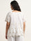 Gia White Floral Embroidered Cotton Blouse