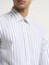 WES Formals White Stripe Printed Slim-Fit Cotton Shirt