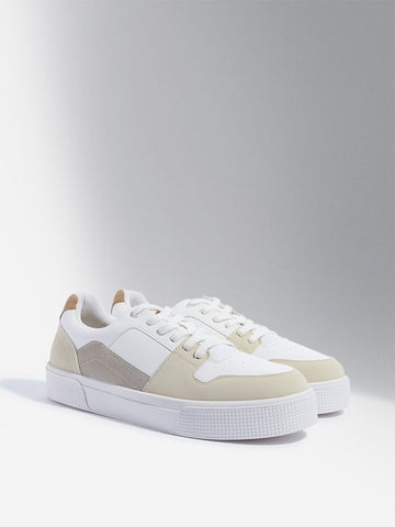 SOLEPLAY Beige Colour-Blocked Lace-Up Sneakers