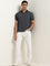 Ascot Navy Geometric Relaxed-Fit Cotton Blend Polo T-Shirt