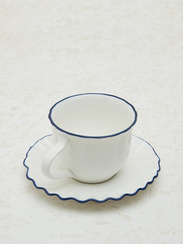 Westside Home Blue Frill Design Tea Cup and Saucer Set