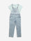 Y&F Kids Blue Faded Denim Dungaree with T-Shirt Set