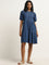 LOV Dark Blue Diamante Detailed Denim Tiered Dress