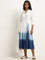 LOV White Ombre Blended Linen Shirt Dress with Belt