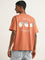 Nuon Orange Typographic Design Relaxed-Fit Cotton T-Shirt