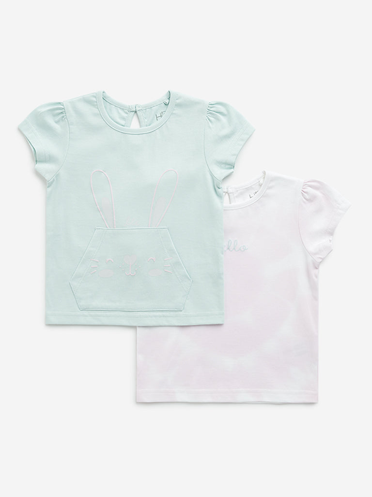 HOP Baby Pink Bunny Design T-Shirts - Pack of 2