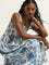 LOV Blue Floral Print A-line Dress