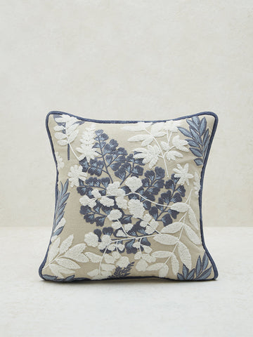 Westside Home Dusty Blue Floral Embroidered Cushion Cover