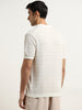 Ascot Off-White Striped Design Relaxed-Fit Cotton T-Shirt