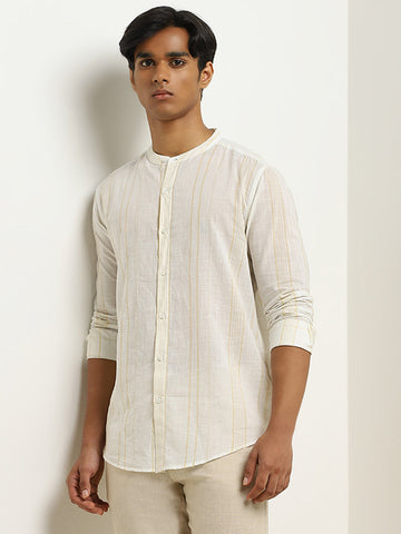 ETA Light Yellow Striped Resort-Fit Cotton Shirt