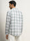 WES Casuals Light Green Checkered Slim-Fit Cotton Shirt