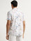 WES Casuals White Leaf Design Slim-Fit Cotton Shirt