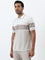 WES Casuals Beige Colour-Blocked Relaxed-Fit Polo T-Shirt