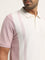 WES Casuals Dusty Pink Colour-Blocked Relaxed-Fit Polo T-Shirt