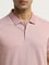 WES Casuals Dusty Pink Self-Striped Relaxed-Fit Polo T-Shirt