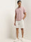 WES Casuals Dusty Pink Self-Striped Relaxed-Fit Polo T-Shirt