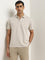 WES Casuals Beige Striped Relaxed-Fit Polo T-Shirt