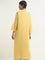 Utsa Mustard Embroidered A-Line Cotton Blend Kurta