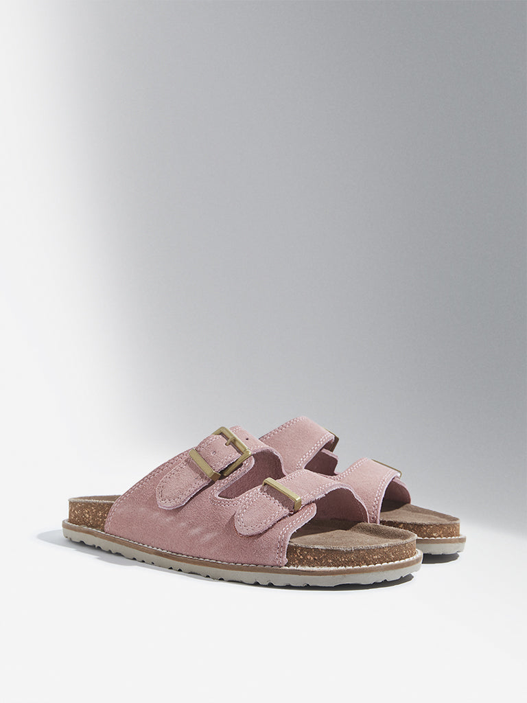 LUNA BLU Dusty Pink Multi-Strap Slip-On Sandals