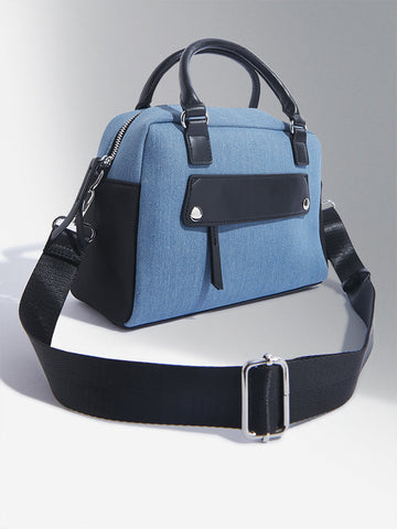 Westside Accessories Blue Denim Hand Bag