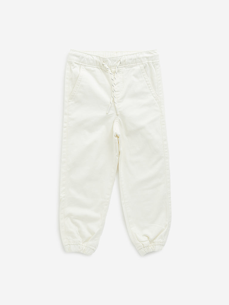 HOP Kids Off-White Mid-Rise Denim Joggers