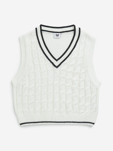 Y&F Kids White Knit-Textured Sweater