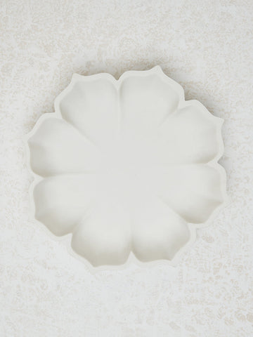 Westside Home White Marble Lotus Decorative Platter - Small