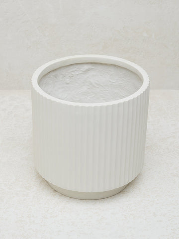 Westside Home White Marble Ribbed-Textured Planter - Small