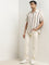 Ascot Beige Stripe Printed Relaxed-Fit Blended Linen Shirt