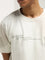 Studiofit Off-White Text Design Relaxed-Fit Cotton T-Shirt