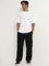 Studiofit White Text Printed Relaxed-Fit T-Shirt