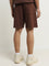 Studiofit Dark Brown Textured Relaxed-Fit Mid-Rise Shorts