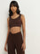 Superstar Brown Ribbed Textured Padded Bralette