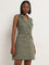 Nuon Olive Cotton Shirt Dress with Belt