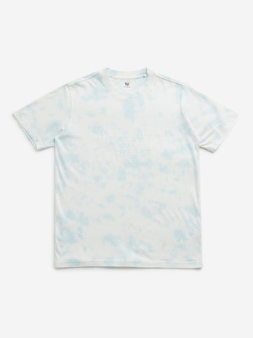 Y&F Kids White Tie-Dye Printed Cotton T-Shirt