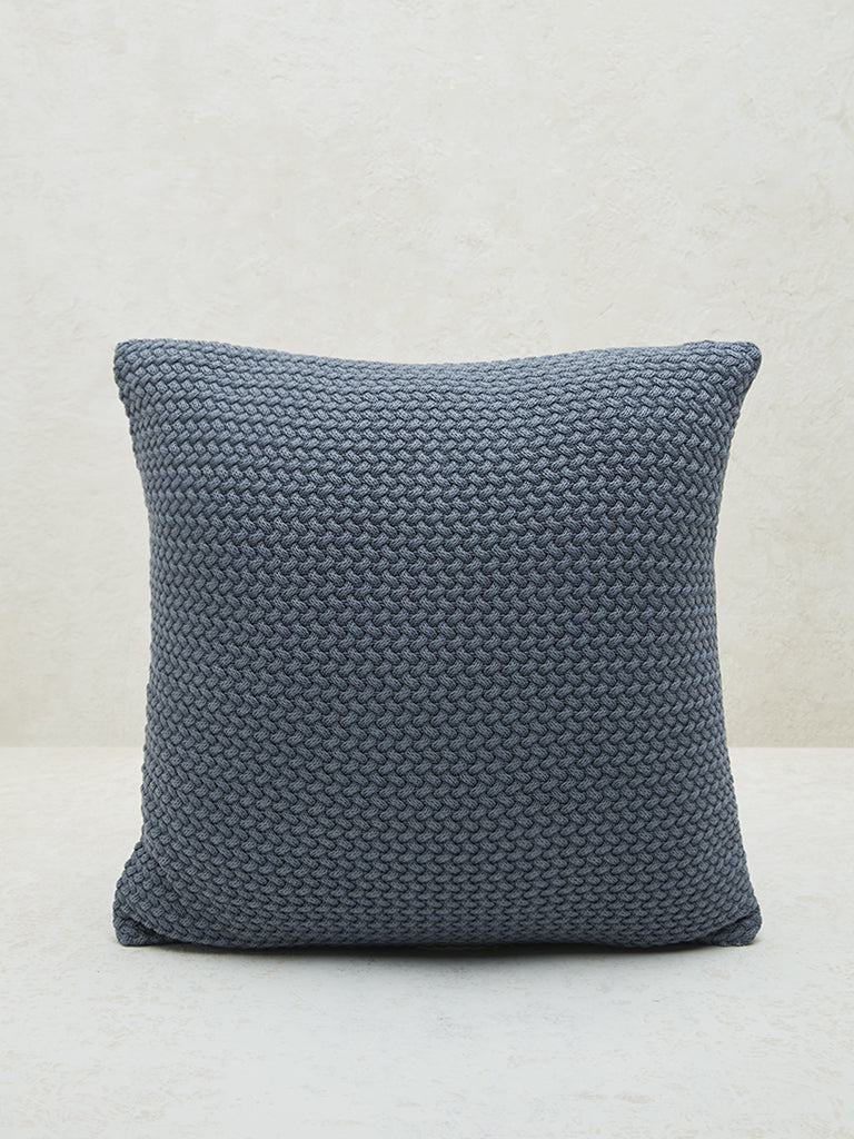 Westside Home Navy Knit Textured Cushion Cover