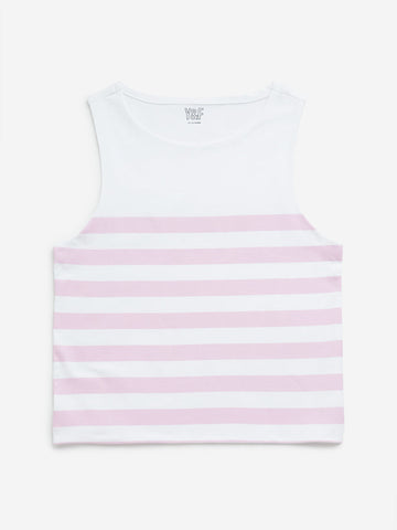 Y&F Kids Pink Striped Cotton T-Shirt